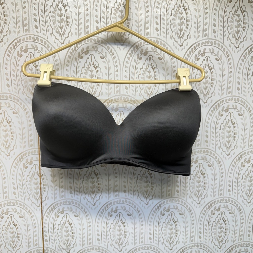 Cacique Strapless Bra Womens 38G Black Molded Cup Silicone Gripper Support